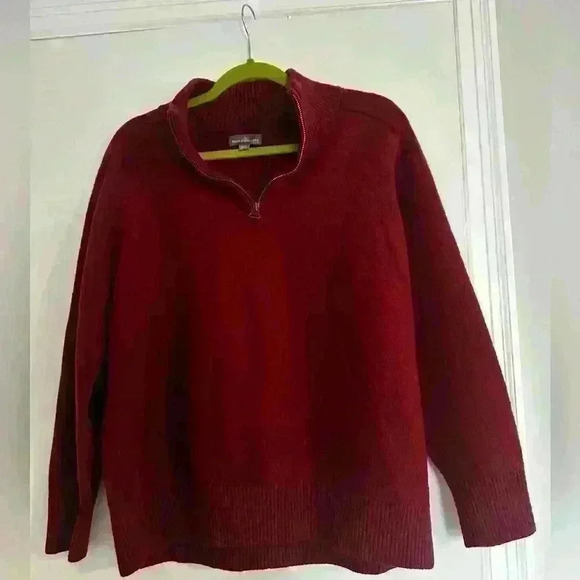 VTG LLBean Signature 100% Merino Wool 1/4 Zip Pullover. Size XXL. Maroon. - Picture 1 of 11